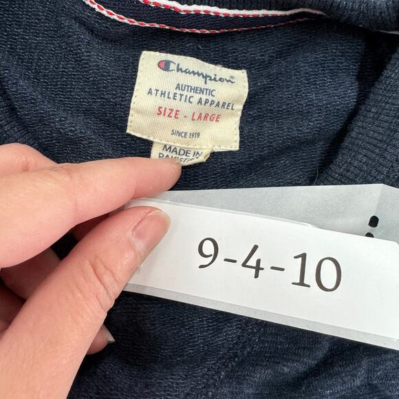 Champion Sweatshirt Mens Large Blue Crew Neck Knit Pullover‎ Sweater - Picture 3 of 7